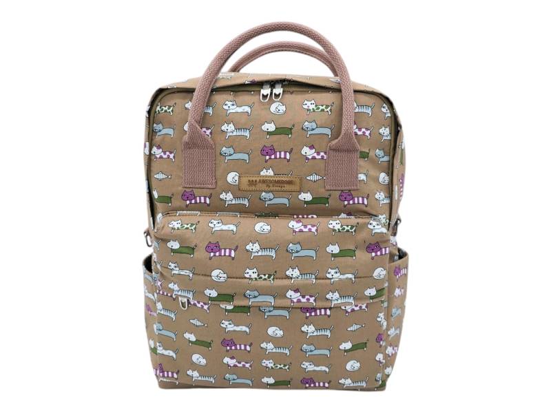 Handgefertigter Canvas-Rucksack 3-Wege-Reißverschlusstasche Mit Katzenmotiv von AWESOMEROSES