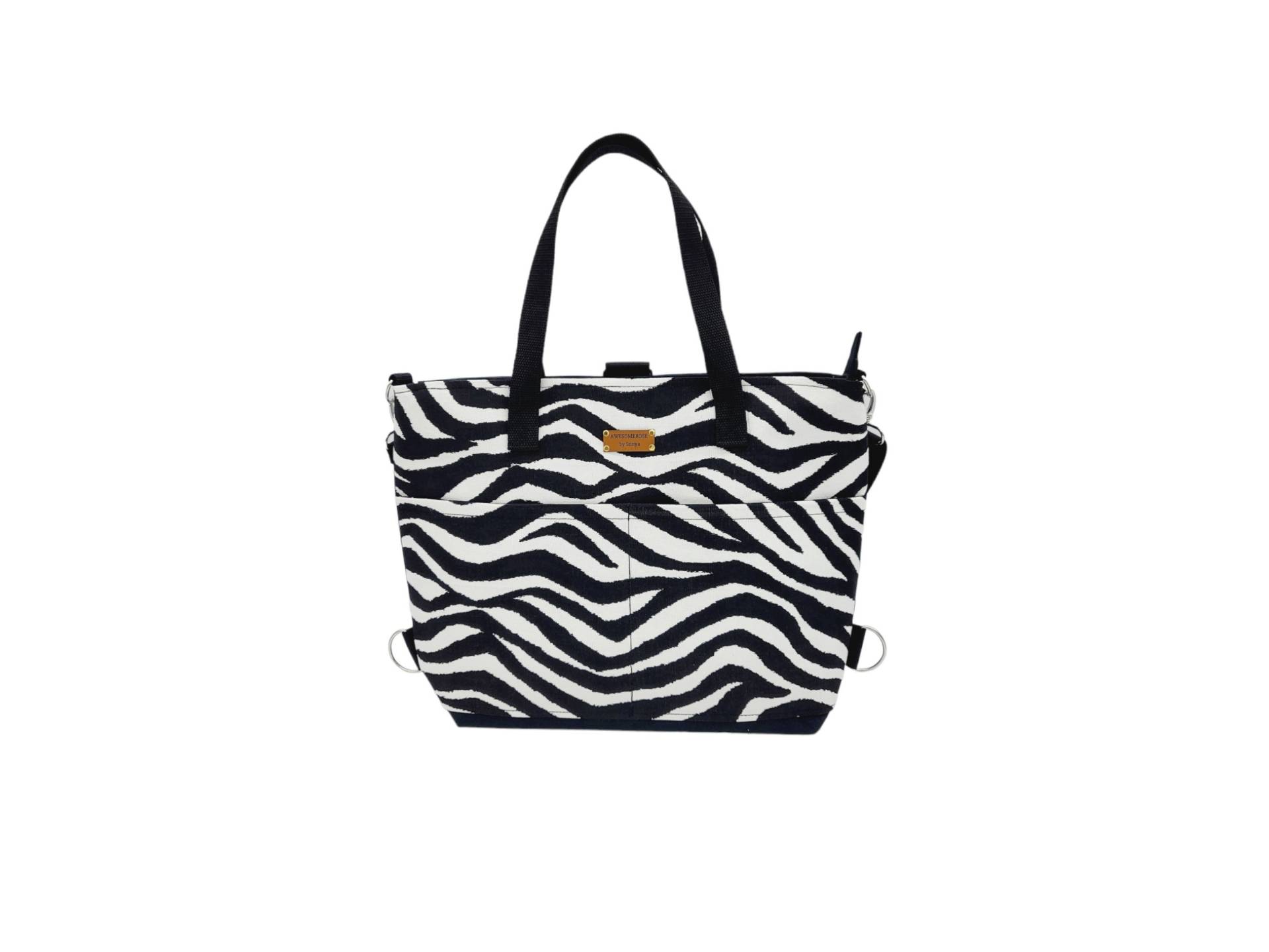 Wandelbarer Zebra Canvas Rucksack Crossbody-Handtasche von AWESOMEROSES