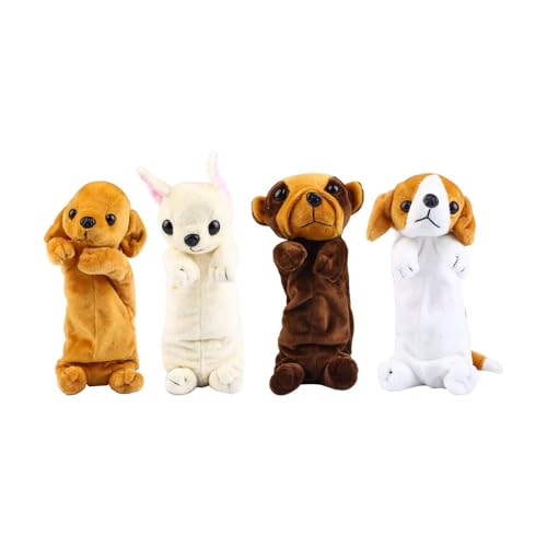 ＡＷＨＡＯ 4 Stück Federmäppchen in Form eines ausgestopften Hundes, Kosmetiktaschen, Mehrzweck-Stiftetaschen mit entzückendem Cartoon-, tragbare Tierbeutel, Braun von ＡＷＨＡＯ