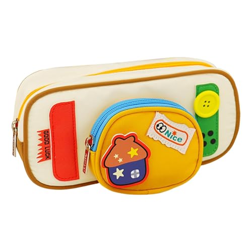 ＡＷＨＡＯ Federmäppchen, Schreibwarenetui, Tragbares Schreibwarenetui mit Cartoon Muster, Münzbörse, Weiches Federmäppchen, Schminktasche, Gelb von ＡＷＨＡＯ