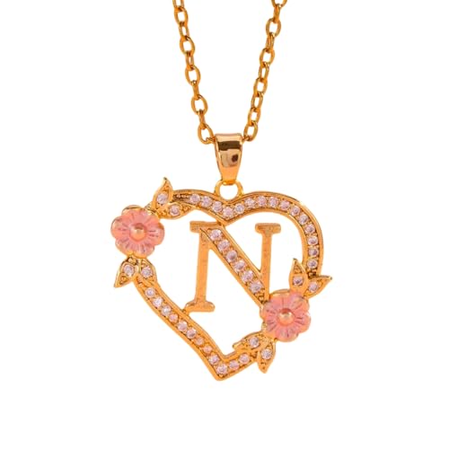 AWJUWHBJ Einzigartige Halskette mit floralem Monogramm, Messingkette mit ausgeschnittenem Herz-Detail, Initialenschmuck, Geschenk, bequemes tägliches Tragen, Messinghalskette, Einheitsgröße, Wie AWJUWHBJ Einzigartige Halskette mit floralem Monogramm, Messingkette mit ausgeschnittenem Herz-Detail, Initialenschmuck, Geschenk, bequemes tägliches Tragen, Messinghalskette, Einheitsgröße, Wie von AWJUWHBJ