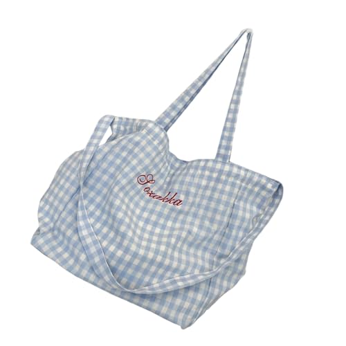 AWJUWHBJ Elegante Damen-Unterarmtasche mit geräumigen Innenseiten, Schultertaschen mit Tragegriff oben, lässige Handtasche für modische Frauen mit Tragegriff, Blaues Gitter, One Size von AWJUWHBJ