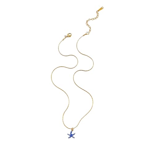 AWJUWHBJ Schöne Halskette mit Seestern-Anhänger, Edelstahl, Schlüsselbeinkette, Halsschmuck, leicht, für den täglichen Gebrauch, trendiges Schmuckgeschenk mit Ozean-Anhänger, Einheitsgröße, Wie von AWJUWHBJ