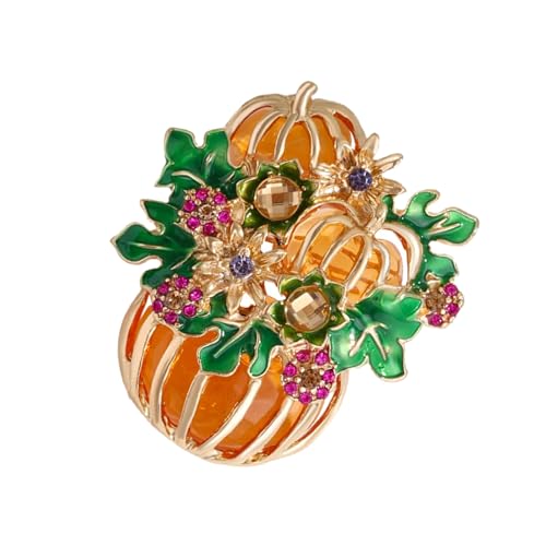 Leichte Kürbis-Brosche aus Legierung, verziert mit glitzernden Strasssteinen, für Halloween-Kostümpartys, tägliche Outfits, Halloween-Kostüm-Zubehör von AWJUWHBJ