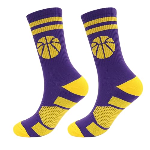 AWOCAN Basketballsocken, gepolstert, lange Kompression, Crew-Socke für Männer und Frauen, Outdoor-Sport, Wandern, Training, lange Socken (Baumwolle, B) von AWOCAN