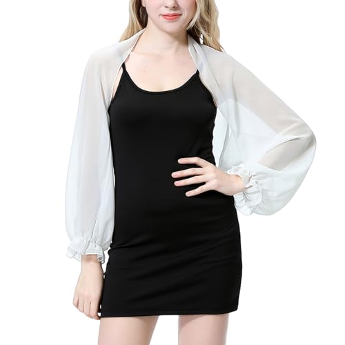 AWOCAN Damen UV-Schutz Ärmel Schal Arm Ärmel Chiffon Shrug Cape Schal Wrap Strand Manschette Abdeckung Kühlschal Arm Sleeve Sonnenschutz (WEISS) von AWOCAN