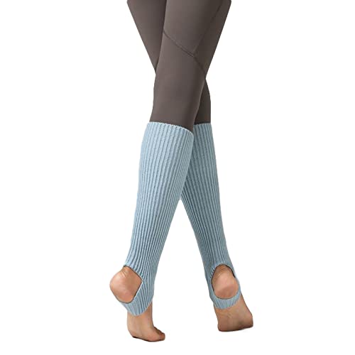 AWOCAN Damen Winter Extra Soft Overknee High Footless Gestrickte Steigbügel Beinwärmer für Yoga Ballett Tanz, Deep Water Blue, 3 von AWOCAN