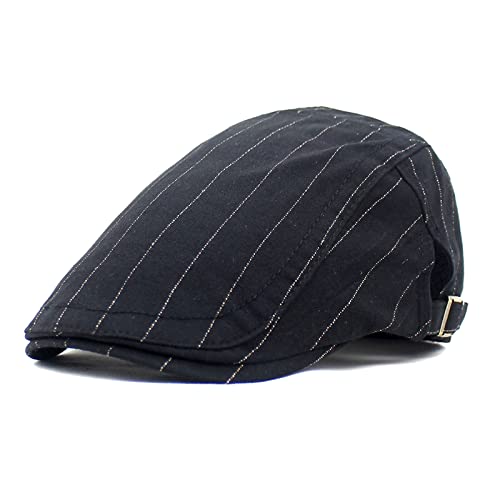 AWOCAN Herren Newsboy Cap Baumwolle Flat Cap Baskenmütze Sommer Efeu Gatsby Fahrhut Verstellbar Atmungsaktiv Schirmmütze, style1-Schwarz, One Size von AWOCAN