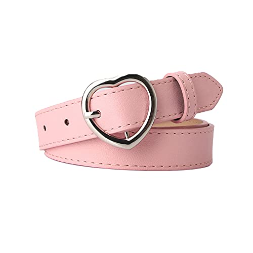 AWOCAN Modischer Damen-Gürtel aus PU-Leder mit herzförmiger Schnalle für legere Kleider, Jeans, Hosen, Kleider, Pink-, One size von AWOCAN