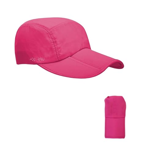 AWOCAN Quick Dry Baseball Cap Flat Cap UPF 50+ Faltbarer Sonnenschutz Leichte Tragbare Mütze Laufmütze für Männer Frauen (DE/NL/SE/PL, Alphanumerisch, L, XL, Rosarot) von AWOCAN