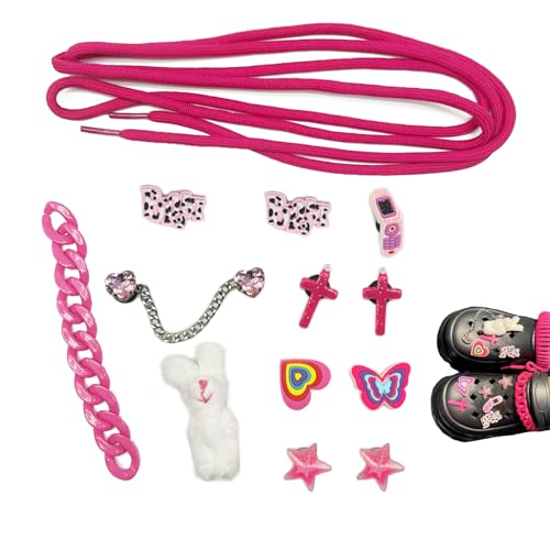 AWOCAN Schuhanhänger für Krokodil-Charms, Schuhnadeln, Ketten, Set, Dekoration, DIY Ihre Clog-Sandalen, Schuh-Accessoires, Charms für Frauen (ROSA - A) von AWOCAN