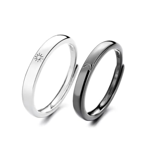 AWOXIHJ 2 Stück Ring Silber Damen Frauen Ringe Set Stapelbare Ehering Verlobungsring Trauringe Knöchelringe Schmuck,Sonne Mond Ring Set,Sun and Moon Ring Set Damenring Schmuck Geschenk für Frauen von AWOXIHJ