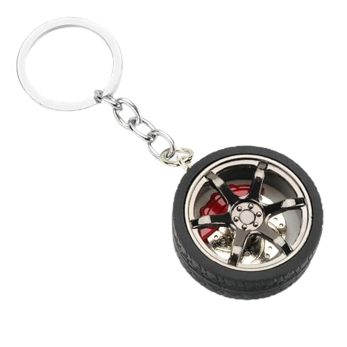 AWPARTS - Auto Schlüsselanhänger KFZ - Schlüsselanhänger mit Felge und Reifen - Felge als Schlüsselanhänger - Geschenk für Männer - für den Autoliebhaber - Schwarzes Chrom von AWPARTS