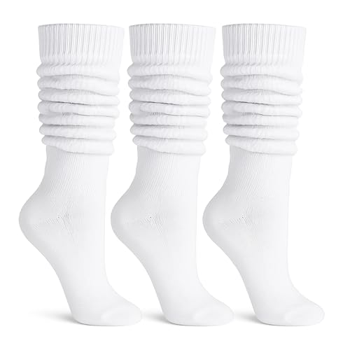 AWS/American Made Slouchy Scrunch Baumwollsocken für Damen, Schuhgröße 38 bis 45, Weiß, 3 Paar, 37-43 EU von AWS/American Made