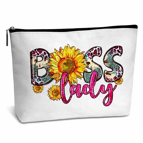 AWSICE Boss Gift Boss Lady Makeup Bad, Boss und Sonnenblume Kosmetiktasche Geschenk für Chef, lustige Make-up-Tasche, Ruhestand, Geburtstag, Weihnachten, Geschenk für Chef, Dame, Frau, Mutter, von AWSICE