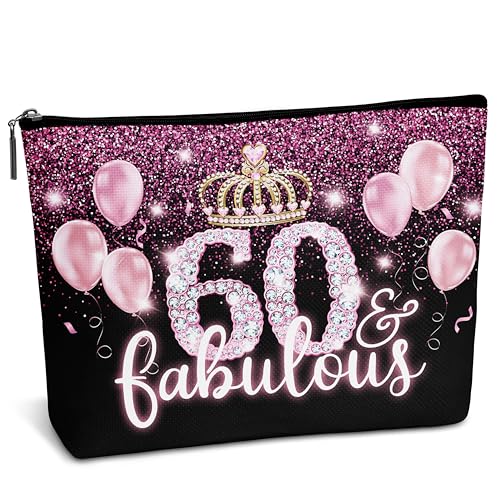 AWSICE Lustige süße Make-up-Tasche, 60 & fabelhaftes Geburtstagsgeschenk für Mädchen, schwarz und rosa Kosmetiktasche für Frau, Schwester, Mutter, Oma-B49, Weiss/opulenter Garten von AWSICE