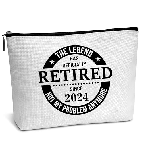 AWSICE Make-up-Tasche für den Ruhestand, The Legend Has Officially Retired since 2024, Geschenke für Frauen, Freundschaftsgeschenk für Kollegen, Frauen, Chef, Freund, Tante, B09, Weiss/opulenter von AWSICE