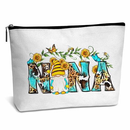 AWSICE Oma Geschenk Oma Make-up Tasche, Sonnenblume Oma Kosmetiktasche Geschenk für Oma, Leopard Winter Geburtstag Weihnachten Geschenk für Frau Oma Oma -C15, Weiss/opulenter Garten von AWSICE