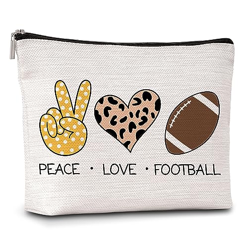 AWSICE Peace Love Fußball Make-up Tasche Fußball Make-up Reise Kulturbeutel Fußball Geschenke für Sport Fußball Liebhaber Frauen weibliche Coach-A33, Mehrfarbig von AWSICE