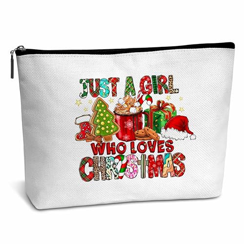 AWSICE Weihnachtsgeschenk für Mädchen, Just A Girl Who Loves Christmas Make-up-Tasche, Marry Christmas Kosmetiktasche Geschenk für Mädchen Klassenkameraden Freund Besties Schwester Tochter C02, von AWSICE