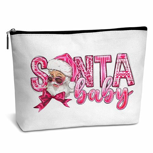 AWSICE Weihnachtsgeschenk für Mädchen, rosa Leoparden-Kosmetiktasche, rosa Weihnachtsmann-Baby-Make-up-Tasche, Heiraten, Weihnachten, dekorieren, Reisetasche, Geschenk für Mädchen, Klassenkameraden, von AWSICE