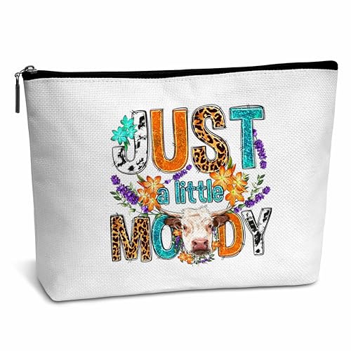 AWSICE Western-Geschenk für Mädchen, Just A Little Moody Make-up-Tasche, Rindsleder, stimmungsvolle Kosmetiktasche, Geburtstag, Abschlussgeschenk, Geschenke für Mädchen, Freunde, Besties, von AWSICE