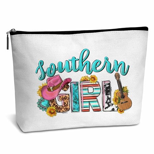 AWSICE Western Gifts Cowgirls Make-up-Tasche, Southern Girl Kosmetiktasche, Retro Leopard Cowgirl Geburtstag Abschluss Geschenke für Mädchen Freunde Besties Western Frauen Tochter Schwester C47, von AWSICE