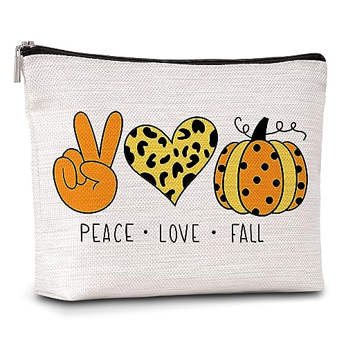 Herbst Make-up-Tasche Frieden Liebe Herbst Make-up Reise Kulturbeutel Herbst Geschenke für Frauen Frauen Mädchen Teenager Schwester A34, Mehrfarbig von AWSICE