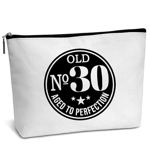 Lustige Make-up-Tasche, Old 30 Aged To Perfection, Geschenke für Frauen, Geschenk zum 30. Geburtstag für Kollegen, Frauen, Schwester, Freund, Tante, B36, Weiss/opulenter Garten von AWSICE