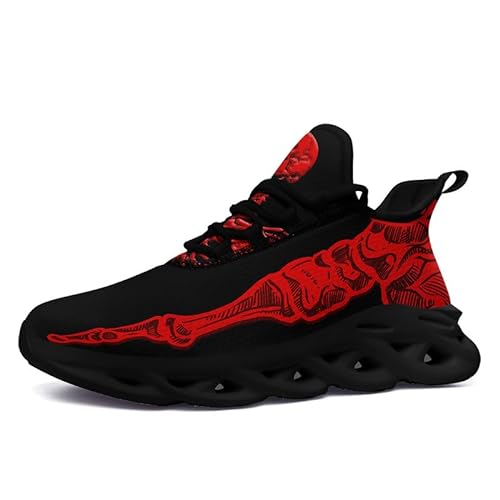 Modische Totenkopf-Laufschuhe für Herren und Damen, Edgy Elegance, Sneaker, Gothic, leicht, Mesh, EVA, Walking, Tennis, Sportschuhe, Farbe: 5-Rot, 6.5 Women/4.5 Men von AWSOLE