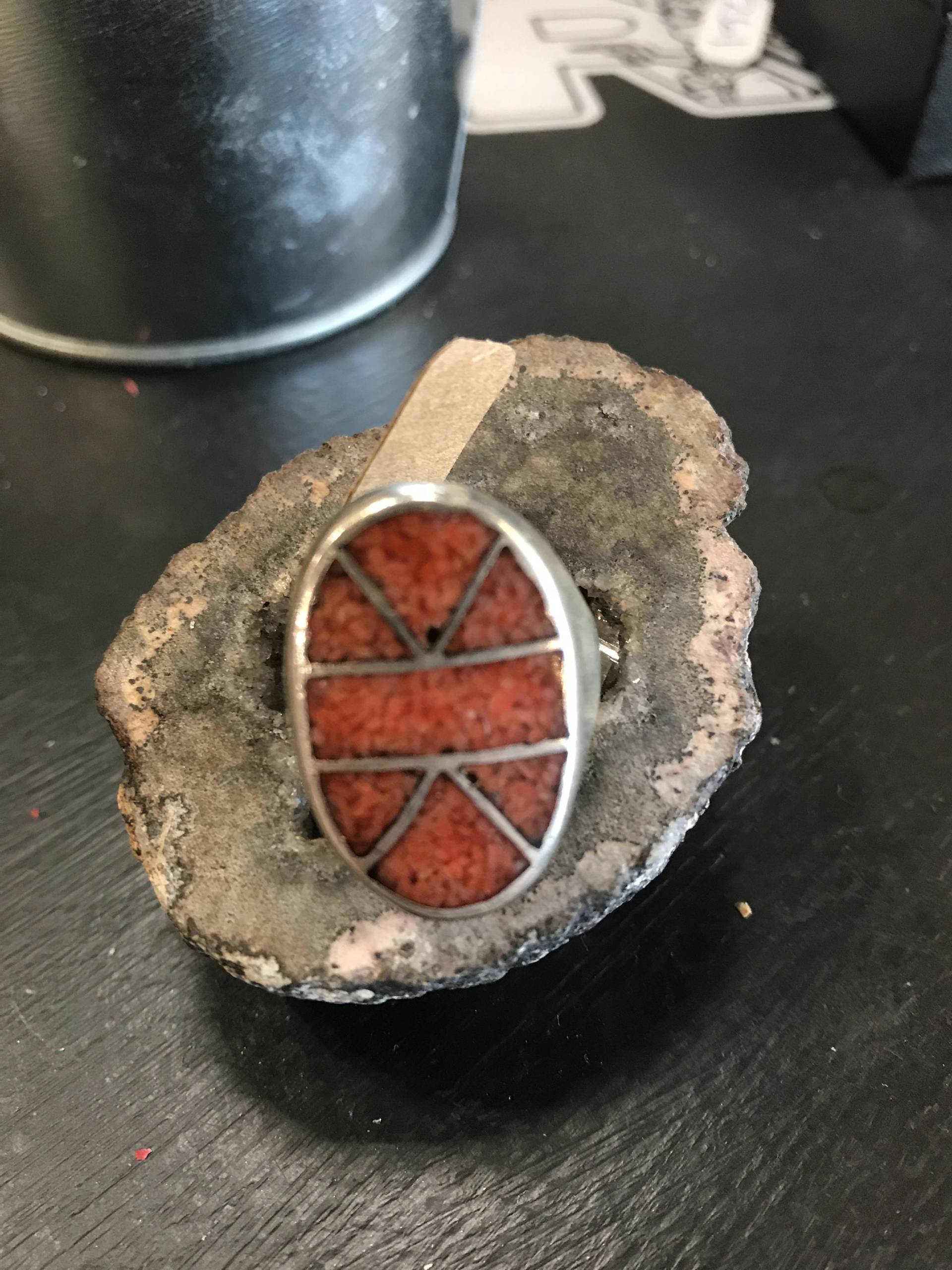 Große, Zerkleinert Koralle, Silber Ring Große, Zerkleinert Koralle, Silber Ring von AWildHareVintage