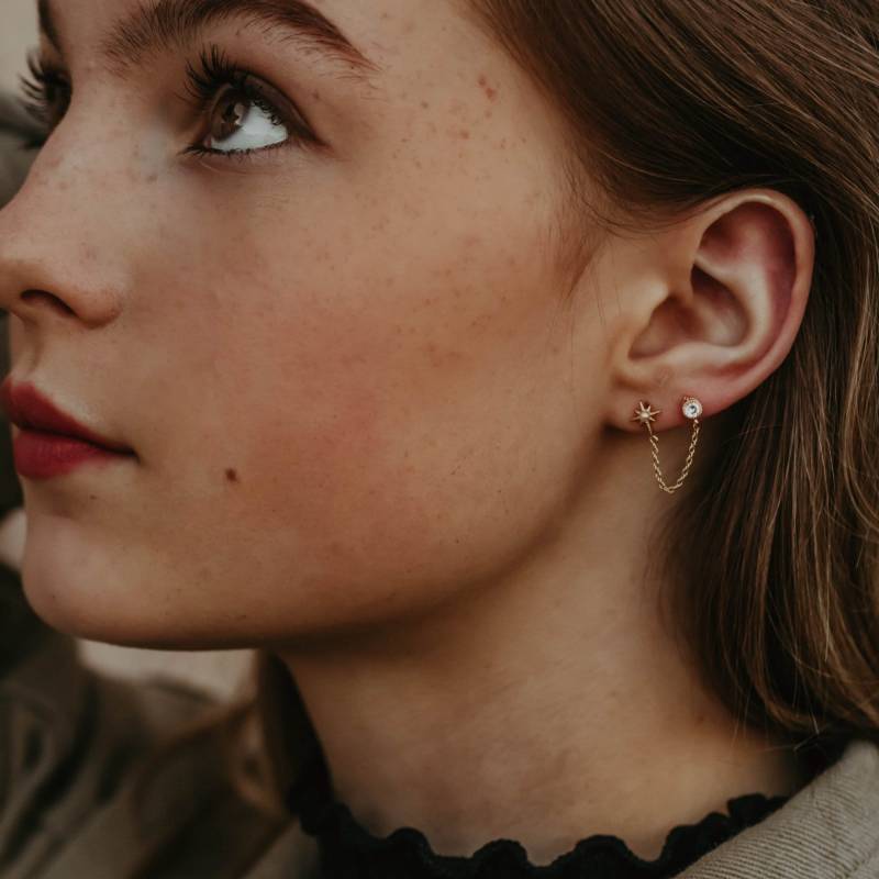 Doppelpiercing Ohrring, Kettenohrringe Doppelpiercing, Ohrring Set, Doppelstecker Kettenohrring, Für von AWorthyBrand