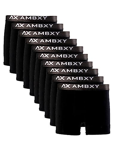 Ambxy Boxershorts Schwarz,Herren Baumwolle (10er Pack) Unterwäsche, Unterhosen Männer, kein Kratzenden Zettel (Gr.XL) von AX AMBXY