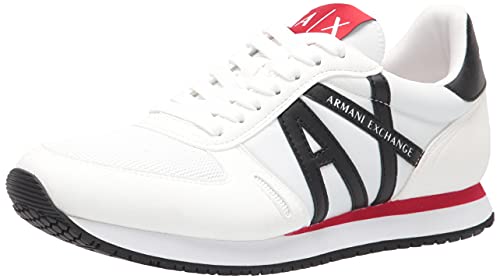 Armani Exchange Herren Rio Side Logo Sneaker, op. White + Black, 42 EU von Armani Exchange