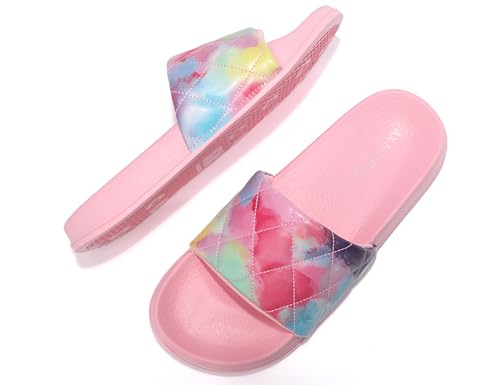 AX BOXING Badelatschen Damen Sommer Badeschlappen Schlappen Weich Badeschuhe Rutschfest Hausschuhe Slides Indoor Outdoor Größe 36-41 EU (Pinke Bunt_05,41 EU) von AX BOXING