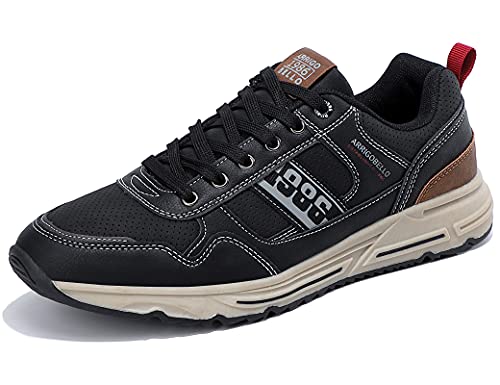 AX BOXING Freizeitschuhe Herren Sneaker Leichte Herrenschuhe Walkingschuhe Atmungsaktiv Trainers Größe 41-46 EU (C25 Schwarz, 43 EU) von AX BOXING