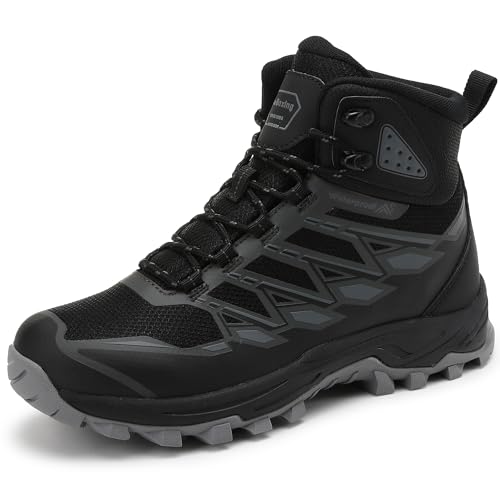 AX BOXING Wanderschuhe Damen Wasserdicht Leicht Mid Wanderstiefel Atmungsaktiv Trekkingschuhe Outdoor Hiking Schuhe Größe 36-40 EU(Schwarz, 36 EU) von AX BOXING
