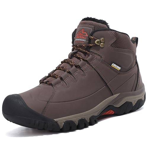 AX BOXING Winterschuhe Herren Gefüttert Outdoor Wanderstiefel Warme Schneestiefel Winterstiefel 41-46 EU (4_Dunkel braun, 44 EU) von AX BOXING