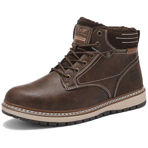 AX BOXING Winterschuhe Herren Gefüttert Warm Winterstiefel Herren Draussen Winterboots Schneestiefel Rutschfest Wanderstiefel Größe 41-46 EU (Dunkelbraun, 45 EU) von AX BOXING