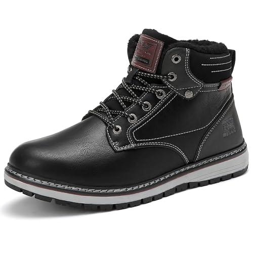 AX BOXING Winterschuhe Herren Gefüttert Warm Winterstiefel Herren Draussen Winterboots Schneestiefel Rutschfest Wanderstiefel Größe 41-46 EU (SchwarzAA, 46 EU) von AX BOXING