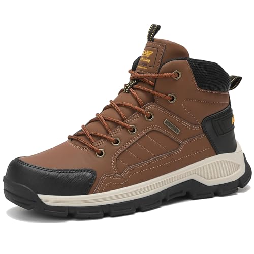 AX BOXING Winterschuhe Herren Gefüttert Winterstiefel Wanderschuhe Rutschfeste Warm Schneestiefel Outdoor (Braun, 42 EU) von AX BOXING