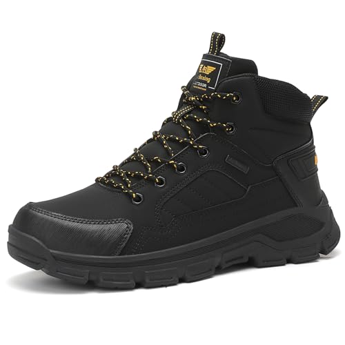 AX BOXING Winterschuhe Herren Gefüttert Winterstiefel Wanderschuhe Rutschfeste Warm Schneestiefel Outdoor (Dark Schwarz, 45 EU) von AX BOXING