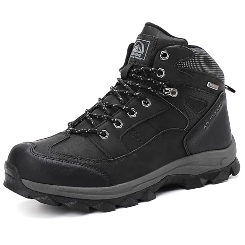 AX BOXING Winterschuhe Herren Gefüttert Winterstiefel Wanderschuhe Rutschfeste Warm Schneestiefel Outdoor Trekkingschuhe 41-46 EU(Schwarz, 46 EU) von AX BOXING