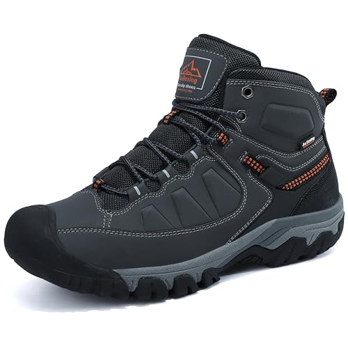AX BOXING Winterschuhe Herren Gefüttert Winterstiefel Warm Wanderschuhe Draussen Winterboots Rutschfeste Wanderstiefel Schneestiefel Trekkingschuhe 41-46 EU (Hellgrau, 42 EU) von AX BOXING