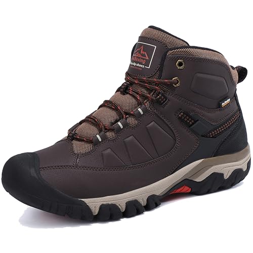 AX BOXING Winterschuhe Herren Wanderschuhe Warm Gefüttert Wanderstiefel Winterstiefel Draussen Rutschfeste Schneestiefel Trekkingschuhe 41-46 EU (1_Dunkelbraun, 44 EU) von AX BOXING