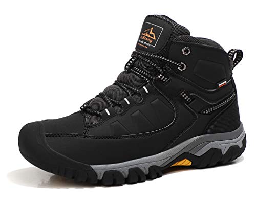 AX BOXING Winterschuhe Herren Warme Gefüttert Wanderstiefel Draussen Winterstiefel 41-46 EU(Schwarz,44 EU) von AX BOXING