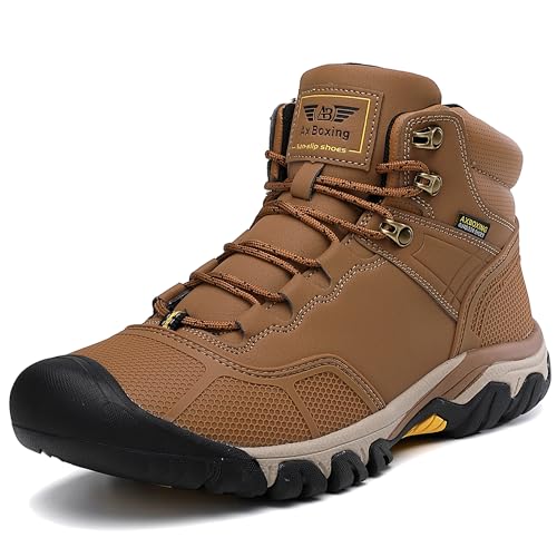 AX BOXING Winterschuhe Herren Wanderstiefel Warm Gefüttert Wanderschuhe Winterstiefel Draussen Rutschfeste Trekkingstiefel 41-46 EU(Gelb_2184, 44 EU) von AX BOXING