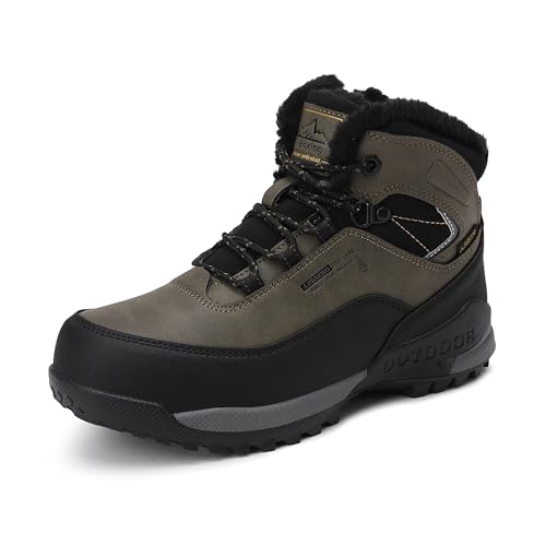 AX BOXING Winterschuhe Jungen Wanderschuhe Gefütterte Schneestiefel Kinder Warmfutter Trekkingschuhe rutschfest Winterstiefel Outdoor Dunkelgrün EU39 von AX BOXING