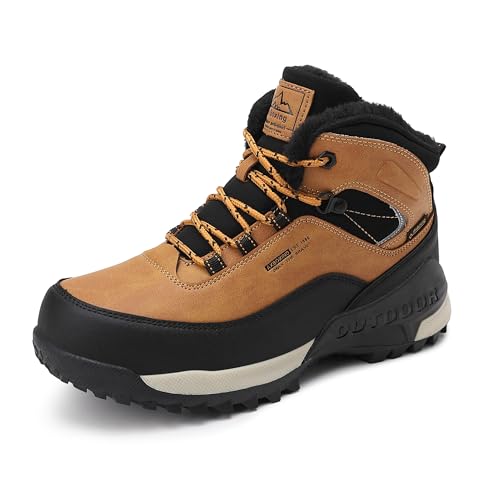 AX BOXING Winterschuhe Jungen Wanderschuhe Gefütterte Schneestiefel Kinder Warmfutter Trekkingschuhe rutschfest Winterstiefel Outdoor Gelb EU36 von AX BOXING