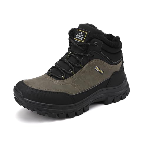 AX BOXING Winterschuhe Jungen Wanderschuhe Gefütterte Schneestiefel Kinder Warmfutter Trekkingschuhe rutschfest Winterstiefel Outdoor Grün EU34 von AX BOXING